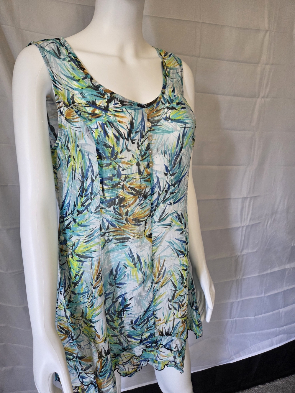 Style & Co Resortwear Coastal Grandma Fairycore Tropical Mesh Dress Tunic